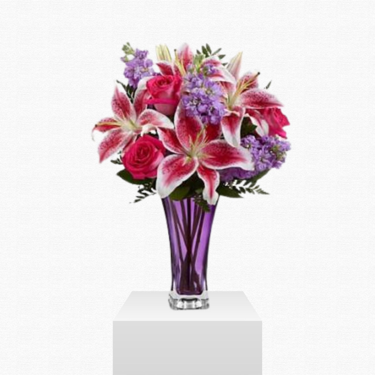 Purple and pink classic flower arrangement by Historic Dade City Florist